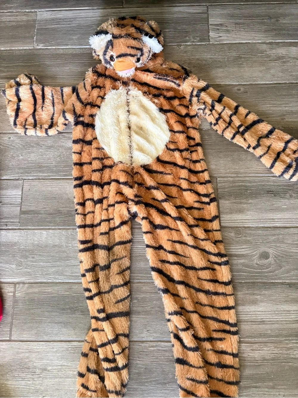 Kids Plush Tiger One-Piece Costume - Orange